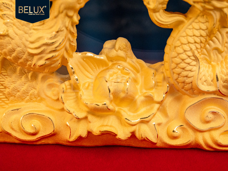 Tượng Long Phụng dát vàng cát&nbsp;16x4.5x13cm